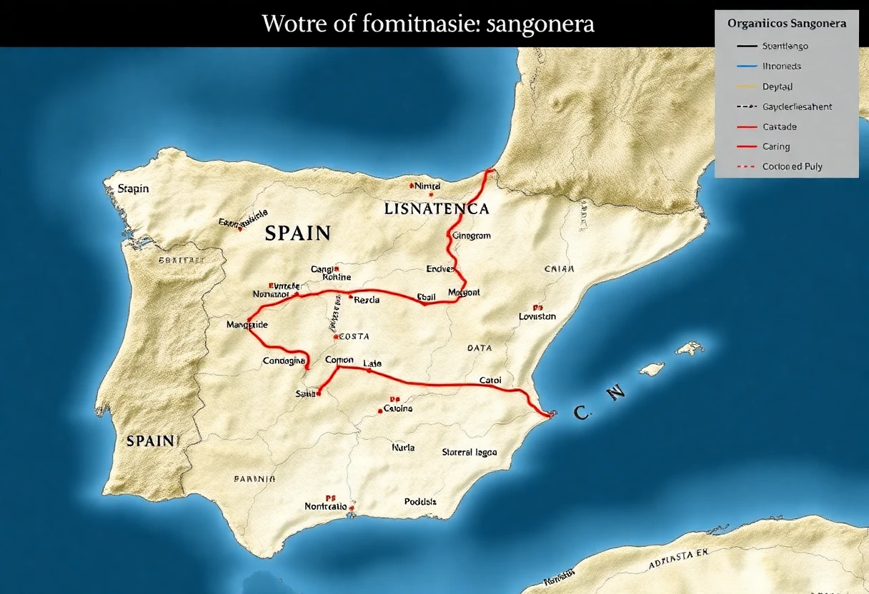 Mapa de España mostrando la expansión de Orgánicos Sangonera