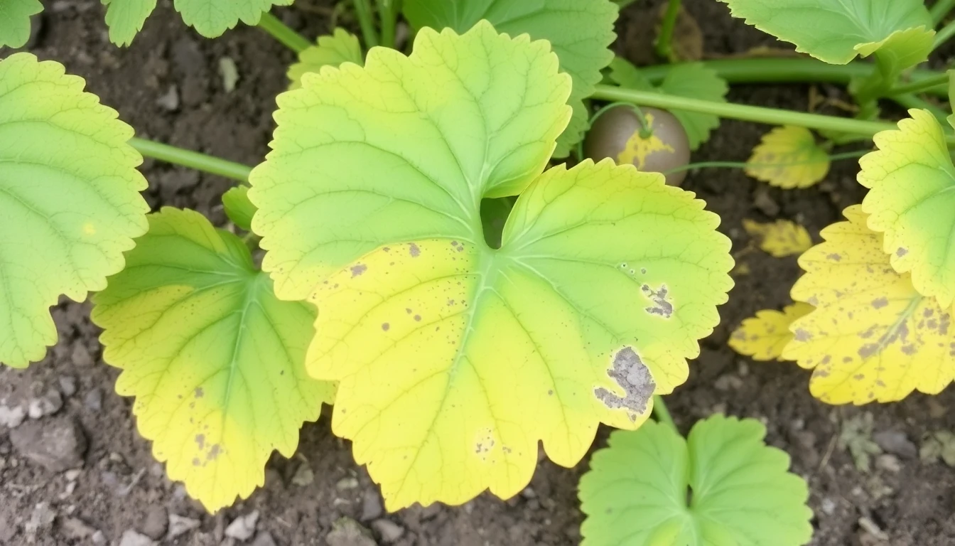 Hojas de patata con amarillamiento y necrosis en los bordes debido a deficiencia de potasio