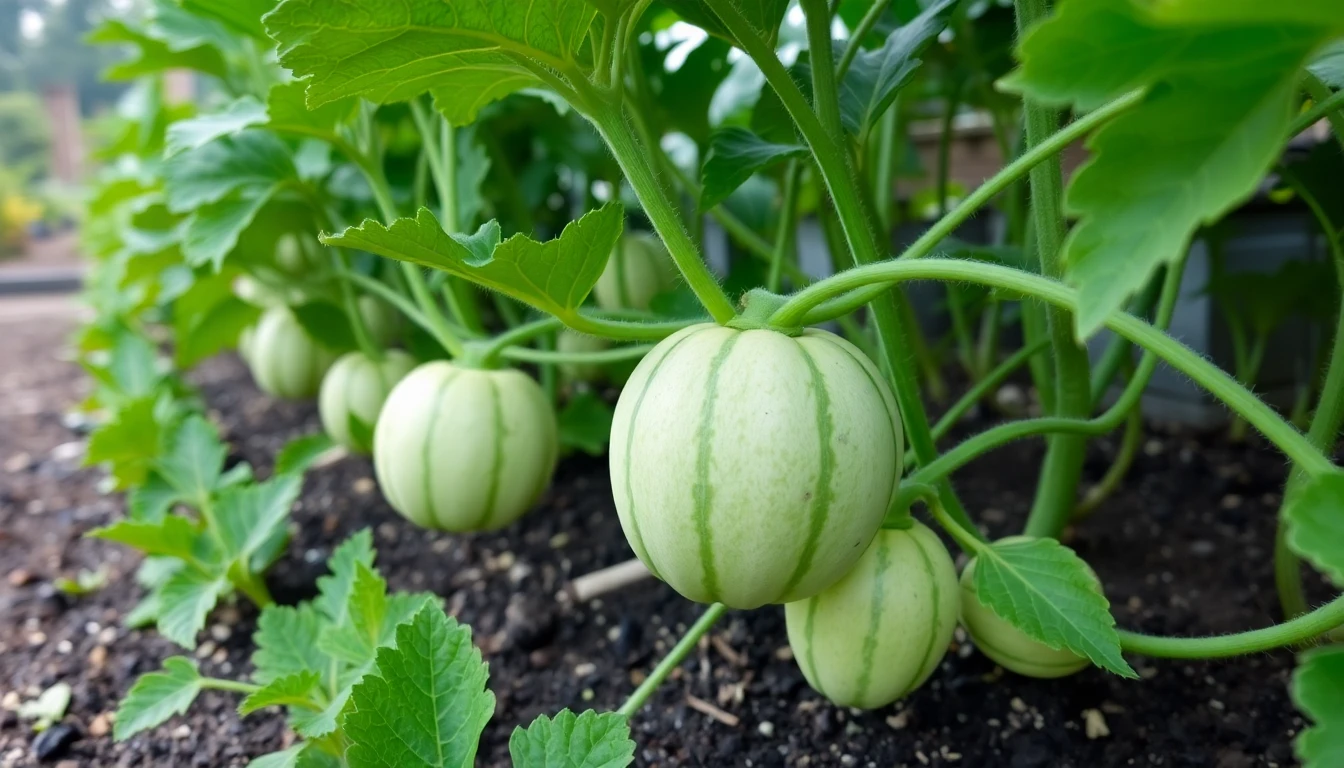 Plantas de melón saludables después del tratamiento combinado