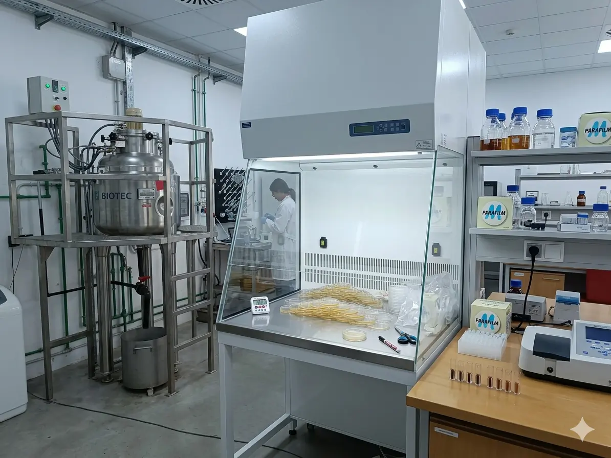 laboratorio representando los inicios de Orgánicos Sangonera