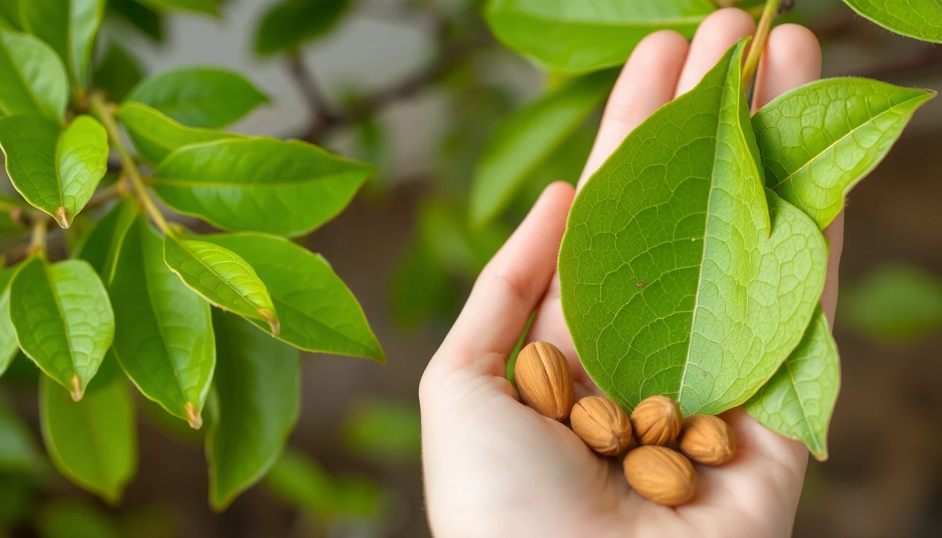 Hojas de almendro sanas después del tratamiento combinado