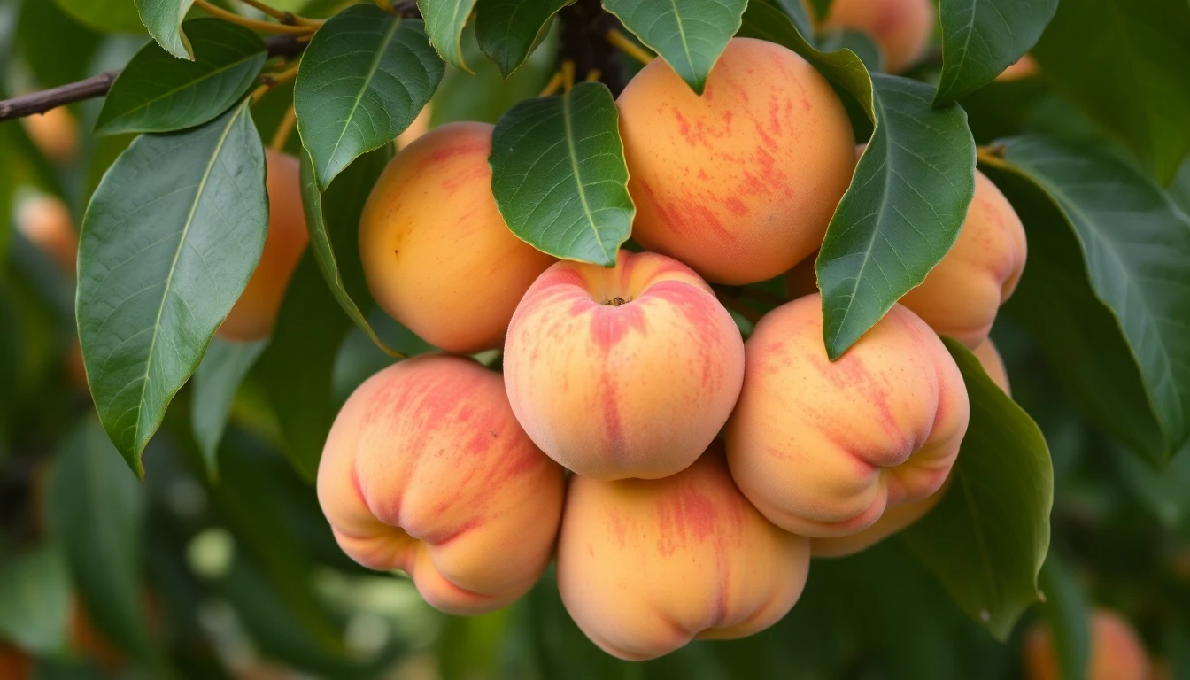 Frutos de durazno saludables después del tratamiento combinado