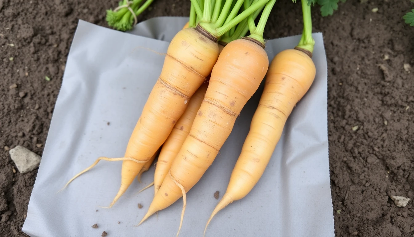 Zanahorias con raíces saludables después del tratamiento con Evobacter